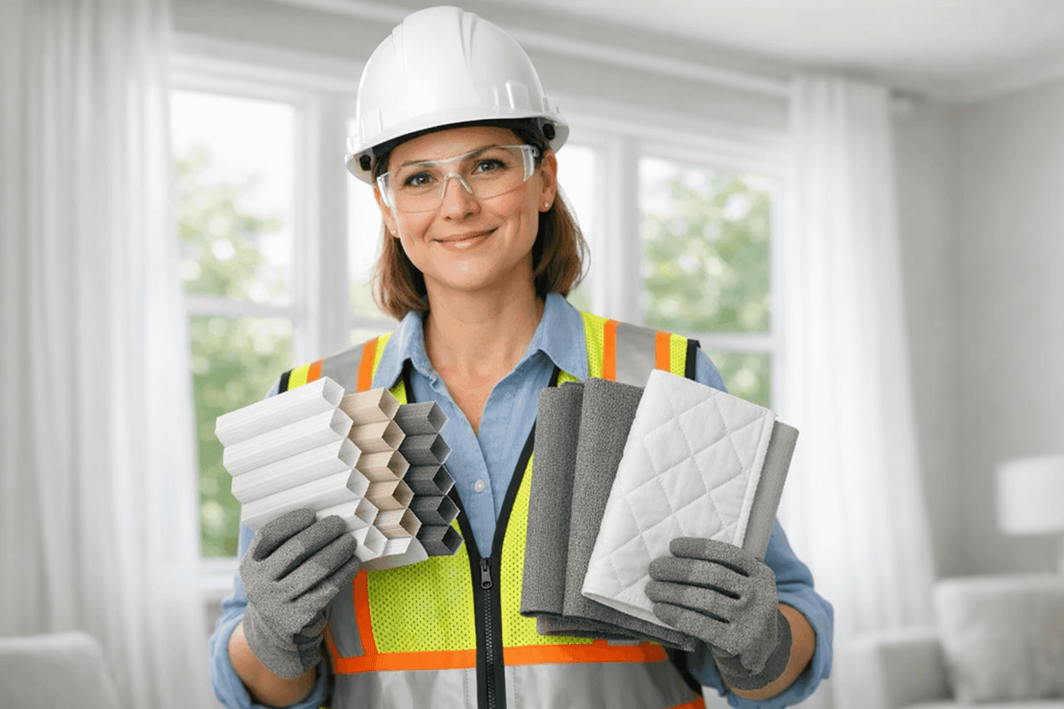 Designer showing thermal window shade options