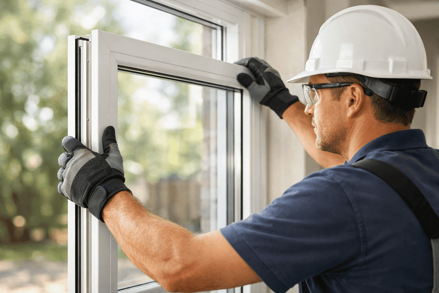 Close-up of energy-efficient window with double glazing