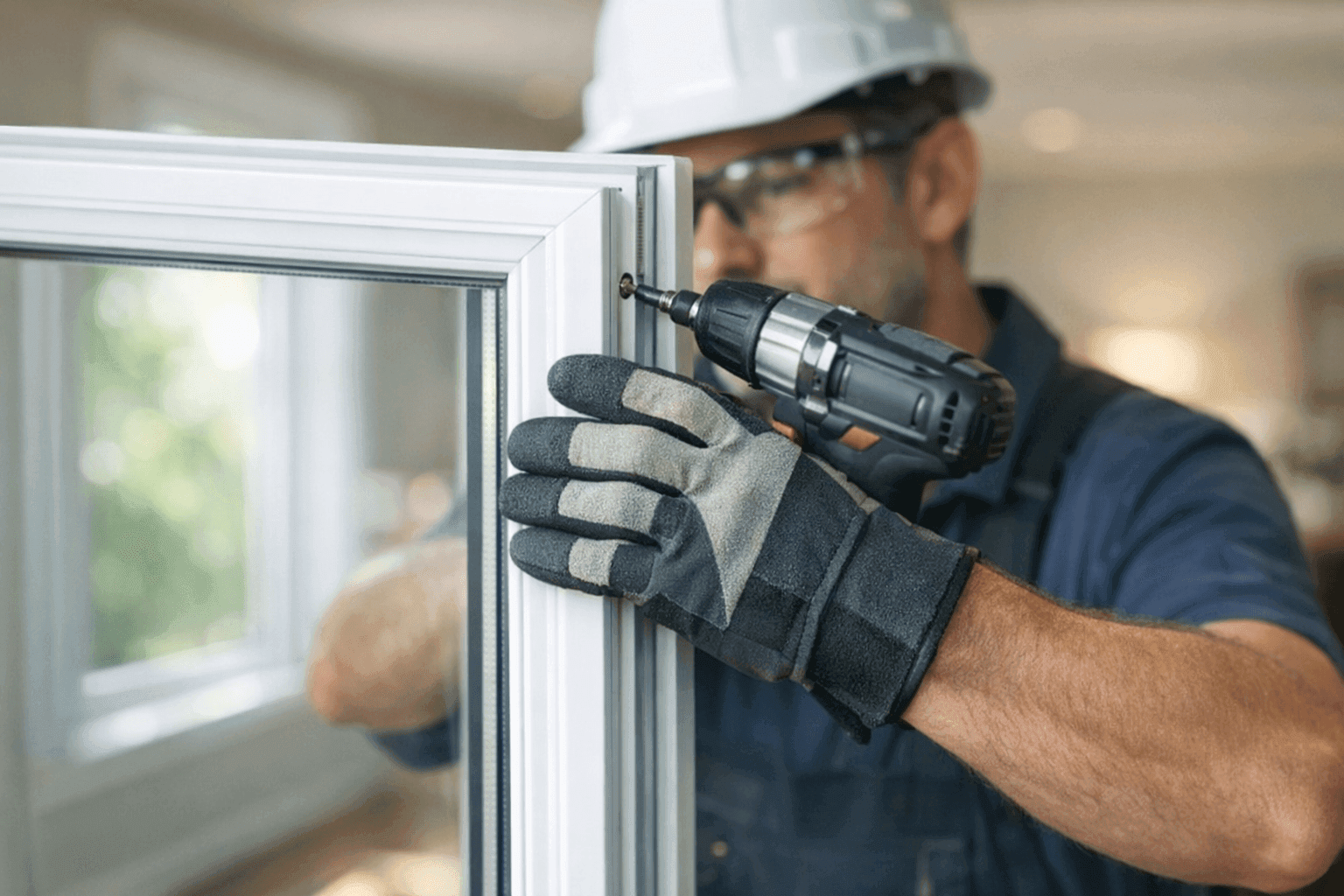 Close-up of condensation on residential window pane